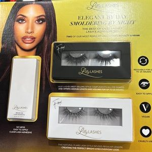 Lilly lashes elegant Bundle by day smoldering by night set of 2 & adhesive